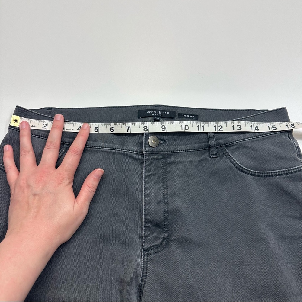 Lafayette 148 New York Dark Gray Classic Straight Leg Thompson Jean Pant Size 10 - Picture 7 of 9